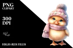 Cute Baby Duck in Winter Clothes PNG Product Image 2