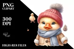 Cute Baby Duck in Winter Clothes PNG Product Image 3