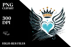 Paintbrush Style Heart with Wings PNG Product Image 2
