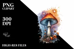 Magical Mushroom Watercolor Splash PNG Product Image 3