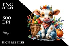 Colorful Baby Cow Basket | Sublimation | Clipart Product Image 1