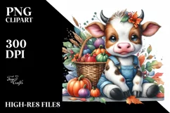 Colorful Baby Cow Basket | Sublimation | Clipart Product Image 3