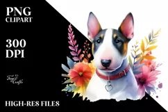 Watercolor Bull Terrier Cute Vibrant | Clipart Product Image 1