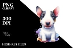 Watercolor Bull Terrier Cute Vibrant | Clipart Product Image 1