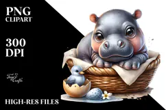 Adorned Baby Hippo with Big Eyes PNG Product Image 2