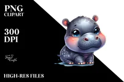 Digital Baby Hippo, Transparent PNG Product Image 2