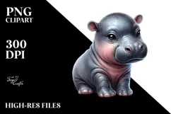 Digital Baby Hippo, Transparent PNG Product Image 2