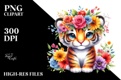 Vibrant Tiger Sitting PNG Product Image 2