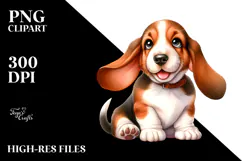 Happy Baby Basset Hound PNG Product Image 2