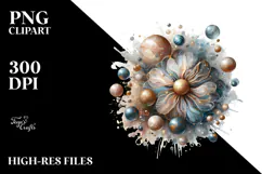 Glossy Cosmos Watercolor Splash PNG Product Image 2