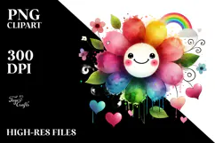 Sketches of Cloud with Hanging Hearts, White Background PNG Product Image 2