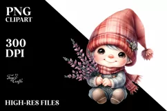 Cute Watercolor Gnome with Heather Clipart Product Image 1