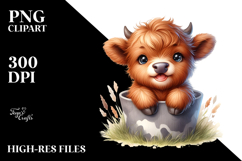 Cute Baby Highland Cow Smiling | Sublimation | Clipart Product Image 2