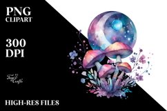 Colorful Watercolor Magical Celestial Astral Mushroom Product Image 1