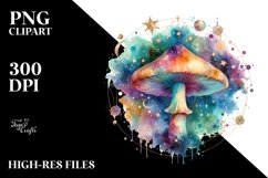 Colorful Watercolor Magical Celestial Astral Mushroom Product Image 3