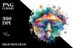 Colorful Watercolor Magical Celestial Astral Mushroom Product Image 3