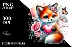 baby Fox with Flower PNG Product Image 2
