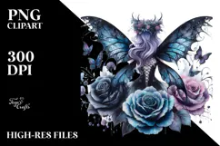 Gothic Fairy on a Flower, PNG Product Image 2