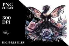 Gothic Fairy on a Flower, PNG Product Image 2