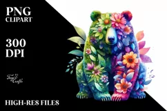 Vibrant Watercolor Bear, Transparent PNG Product Image 1
