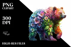 Vibrant Watercolor Bear, Transparent PNG Product Image 1