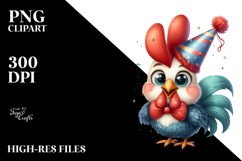 Funny Rooster Party Hat Clipart Product Image 2