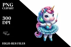 Baby Unicorn in Branle Dancer's Costume, Magical PNG Product Image 1