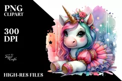 Baby Unicorn in Branle Dancer's Costume, Magical PNG Product Image 3