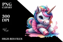 Baby Unicorn in Branle Dancer's Costume, Magical PNG Product Image 1