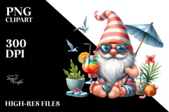Whimsical Gnome Drinking a Cocktail PNG Product Image 2