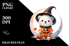 Cute Halloween Polar Bear Clipart, PNG Product Image 2