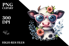 Baby Cow with Sunglasses PNG Product Image 2