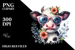Baby Cow with Sunglasses PNG Product Image 2