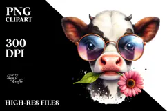 Baby Cow with Sunglasses PNG Product Image 2