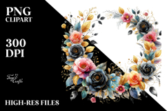 Abstract Black Roses Floral Frame Product Image 2