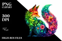 Vibrant Watercolor Fox, Transparent PNG Product Image 1
