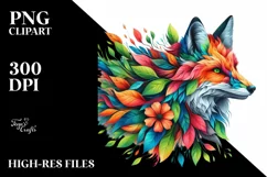Vibrant Watercolor Fox, Transparent PNG Product Image 1