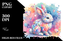 Diamond Bunny on Splashy Background PNG Product Image 2