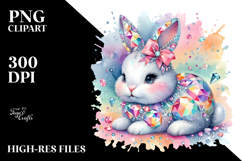 Diamond Bunny on Splashy Background PNG Product Image 2