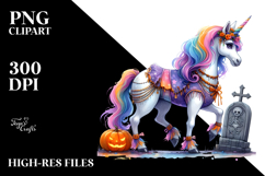 Halloween Unicorn, Watercolor Clipart Product Image 2