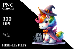 Halloween Unicorn, Watercolor Clipart Product Image 2