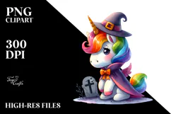Halloween Unicorn, Watercolor Clipart Product Image 2