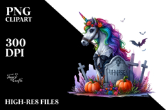 Halloween Unicorn, Watercolor Clipart Product Image 2