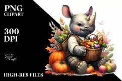 Quirky Baby Rhino Vegetables | Sublimation | Clipart Product Image 1