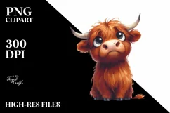 Funny Baby Face Expressive Highland Cow PNG Product Image 3
