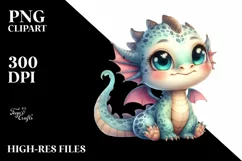 Smiling Baby Dragon in Watercolor | Sublimation | Clipart Product Image 3