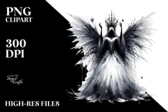 Dark Gothic Fairy, Watercolor PNG Product Image 2