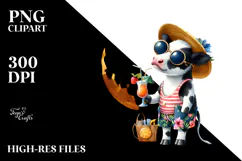Funky Cow with Beachwear PNG Product Image 2
