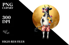 Funky Cow in Beachwear, Transparent PNG Product Image 2