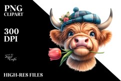 Cow Sublimation Clipart Highland Cow Portrait Product Image 3
